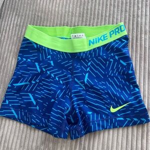 Nike Pro Lime Green and Teal Shorts